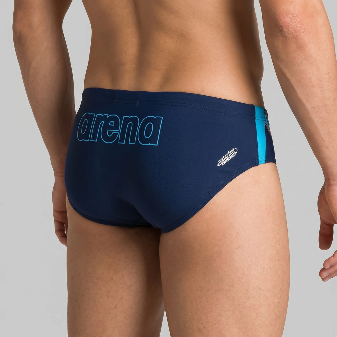 Arena Training Swimwear Men Cruzeiro Brief Navy Turquoise Soft Orange Length 7cm Last Piece