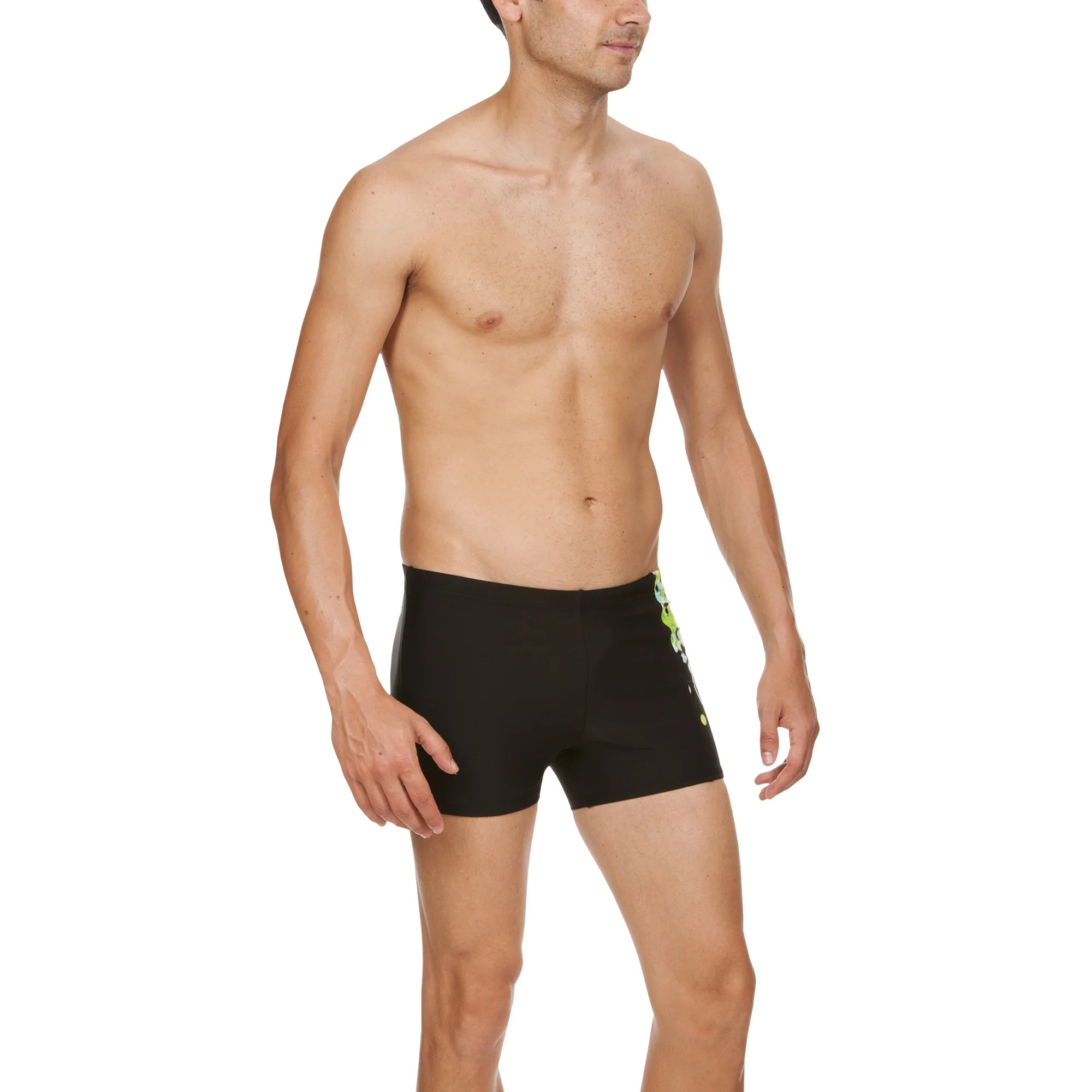 Arena Men Training Swim Shorts Flake Black Energy Green 27cm