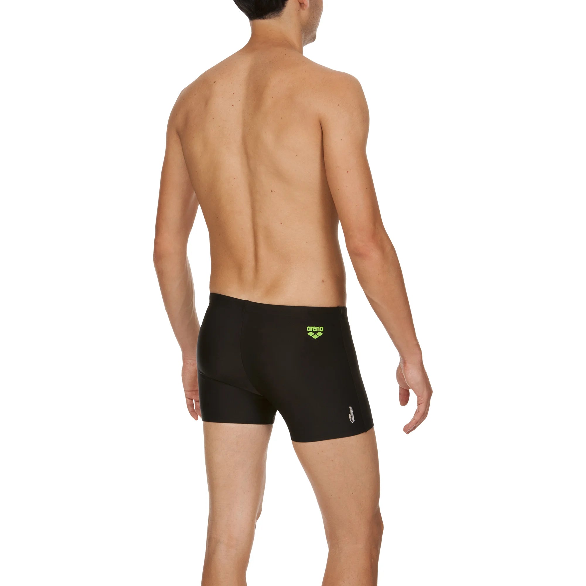 Arena Men Training Swim Shorts Flake Black Energy Green 27cm