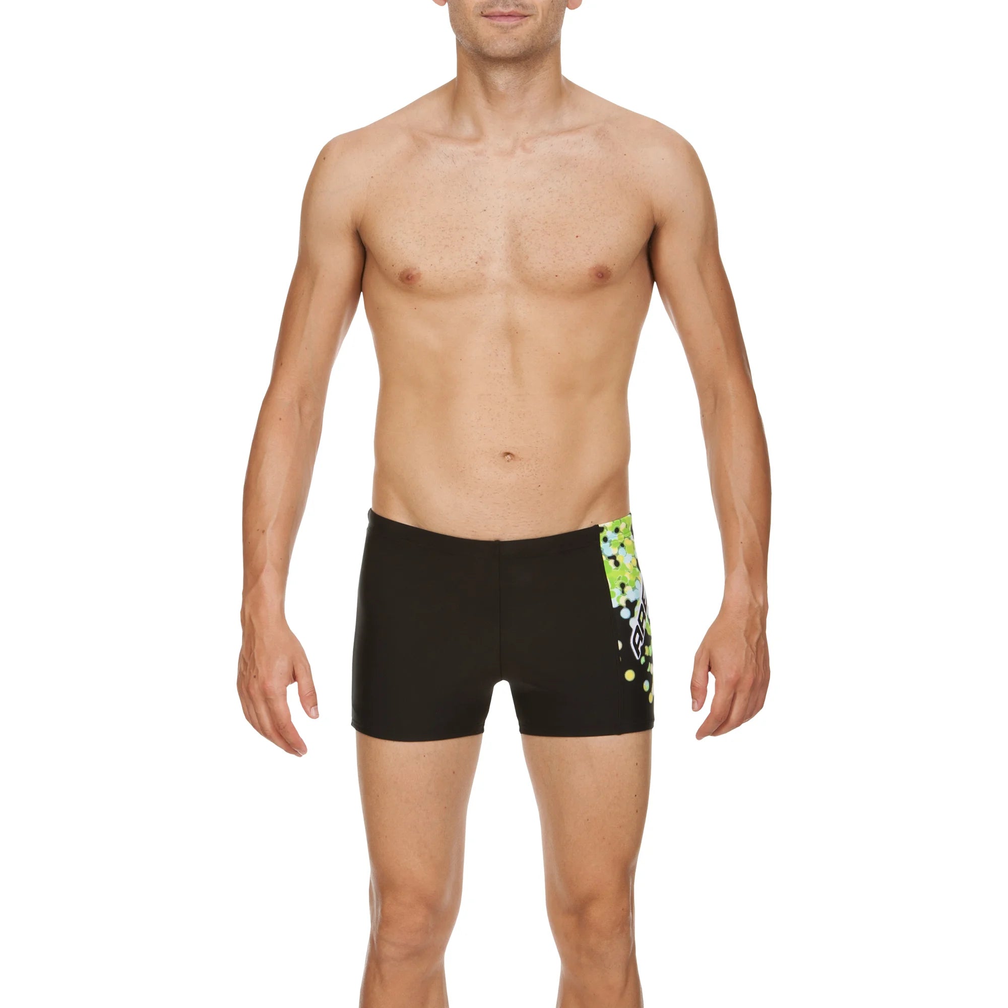 Arena Men Training Swim Shorts Flake Black Energy Green 27cm