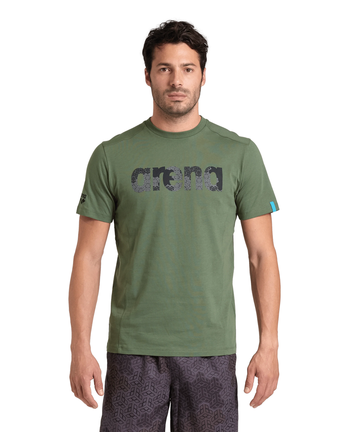 Arena Unisex T-shirt Cotton Logo Sage Made In Green Oeko Tex Recycled Fabric Designed In Italy