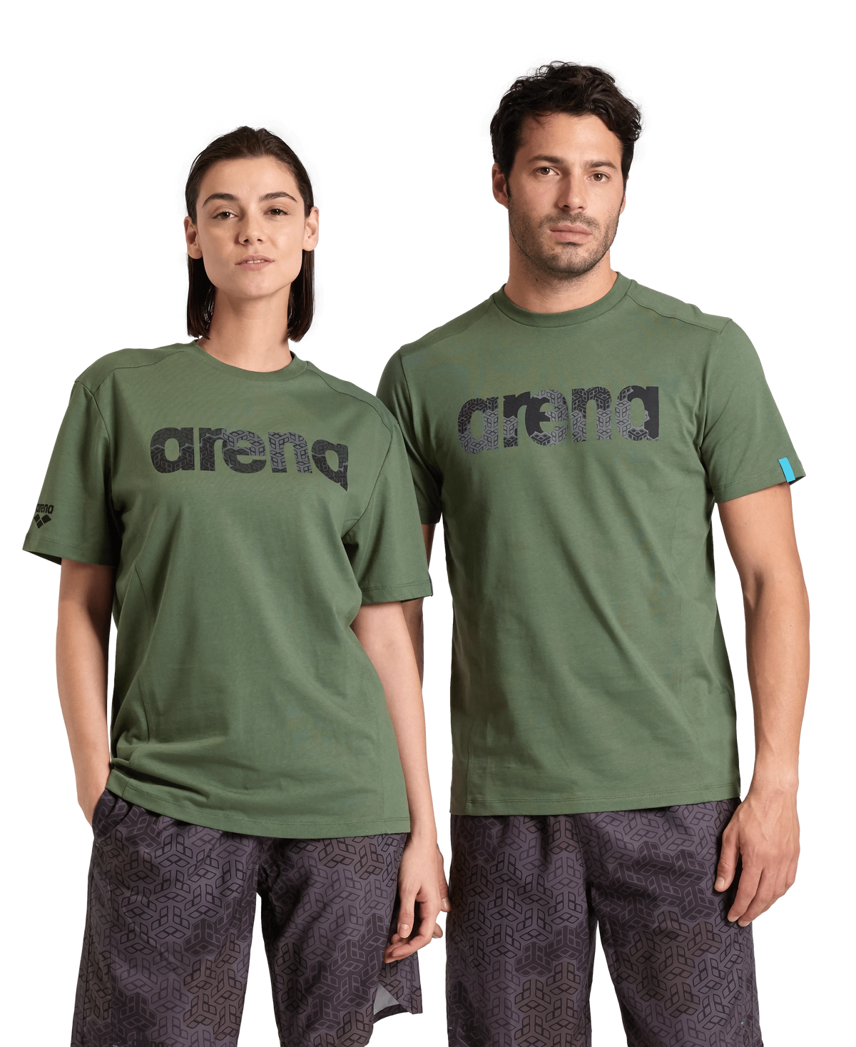 Arena Unisex T-shirt Cotton Logo Sage Made In Green Oeko Tex Recycled Fabric Designed In Italy