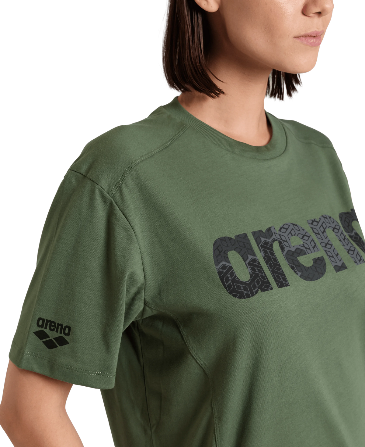 Arena Unisex T-shirt Cotton Logo Sage Made In Green Oeko Tex Recycled Fabric Designed In Italy