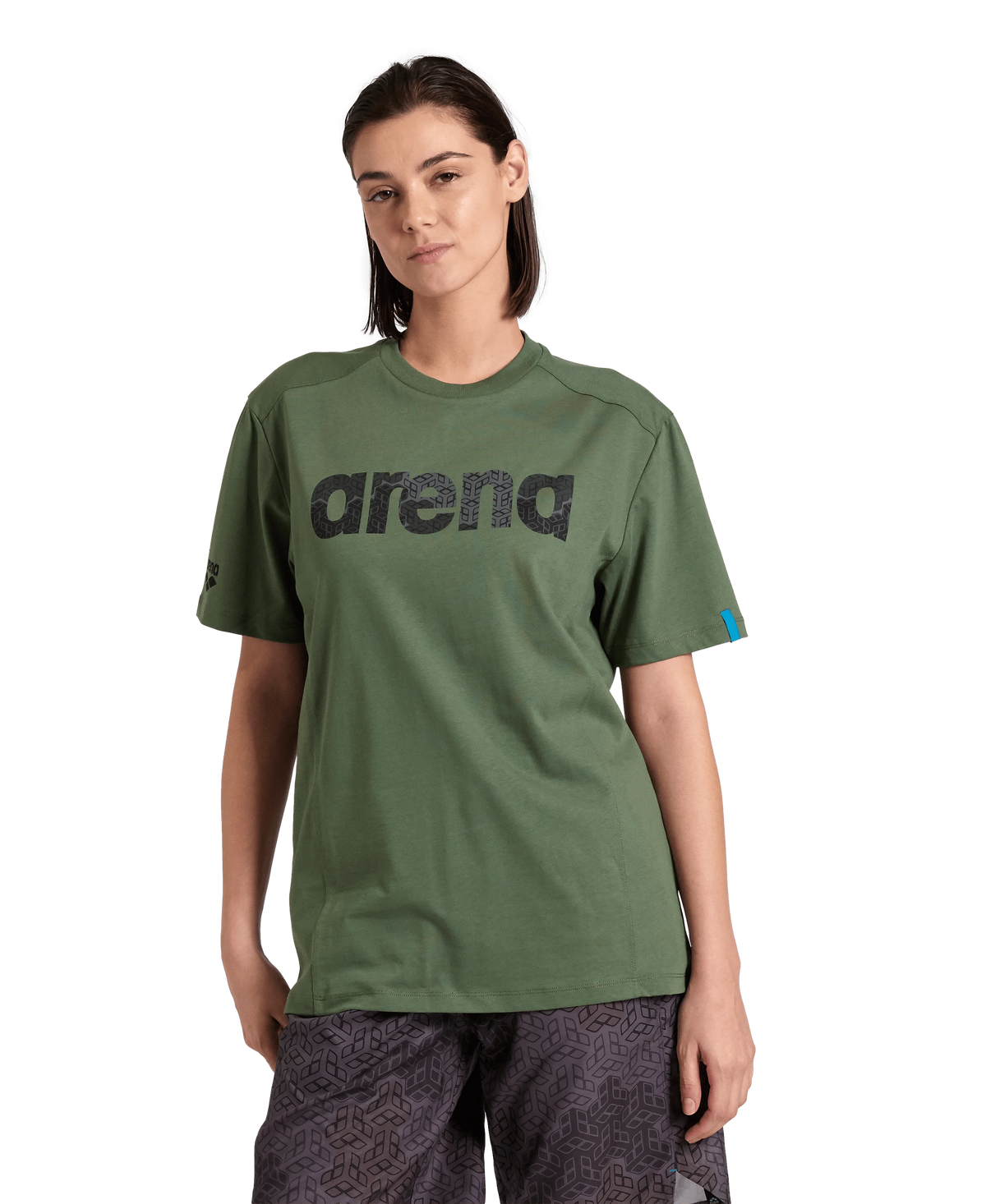 Arena Unisex T-shirt Cotton Logo Sage Made In Green Oeko Tex Recycled Fabric Designed In Italy