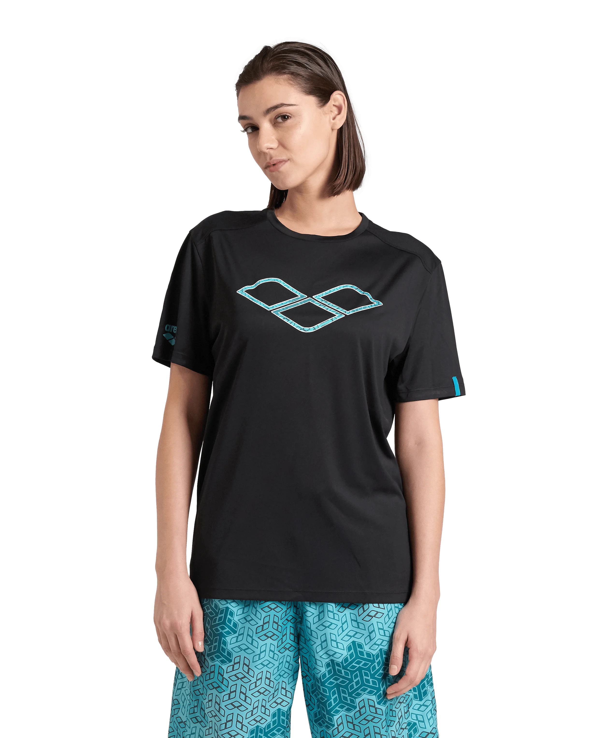 Arena Unisex T-shirt Logo Black MaxDry Eco Made With 50% Recycled Polyester