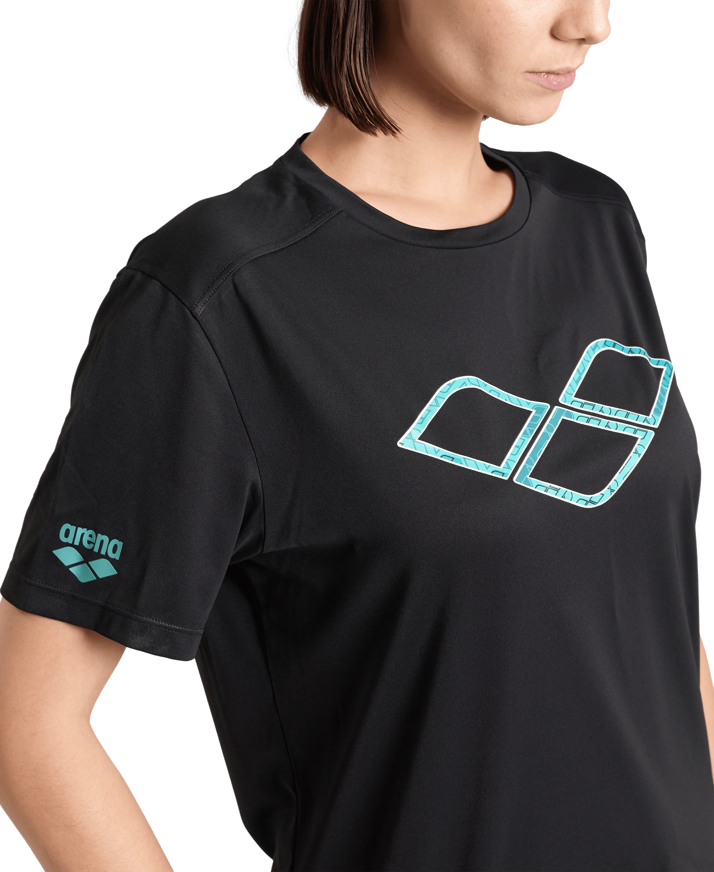 Arena Unisex T-shirt Logo Black MaxDry Eco Made With 50% Recycled Polyester