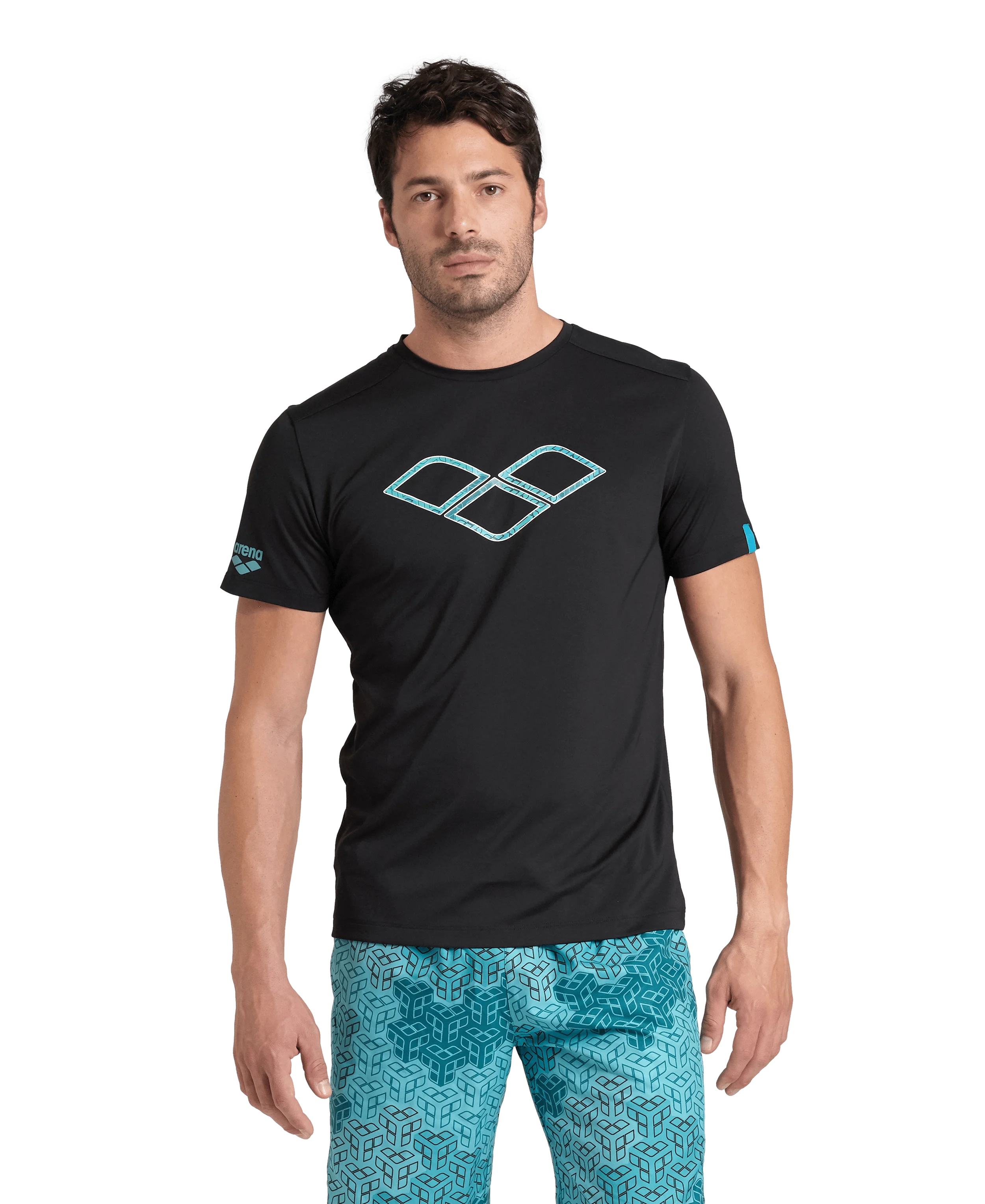 Arena Unisex T-shirt Logo Black MaxDry Eco Made With 50% Recycled Polyester