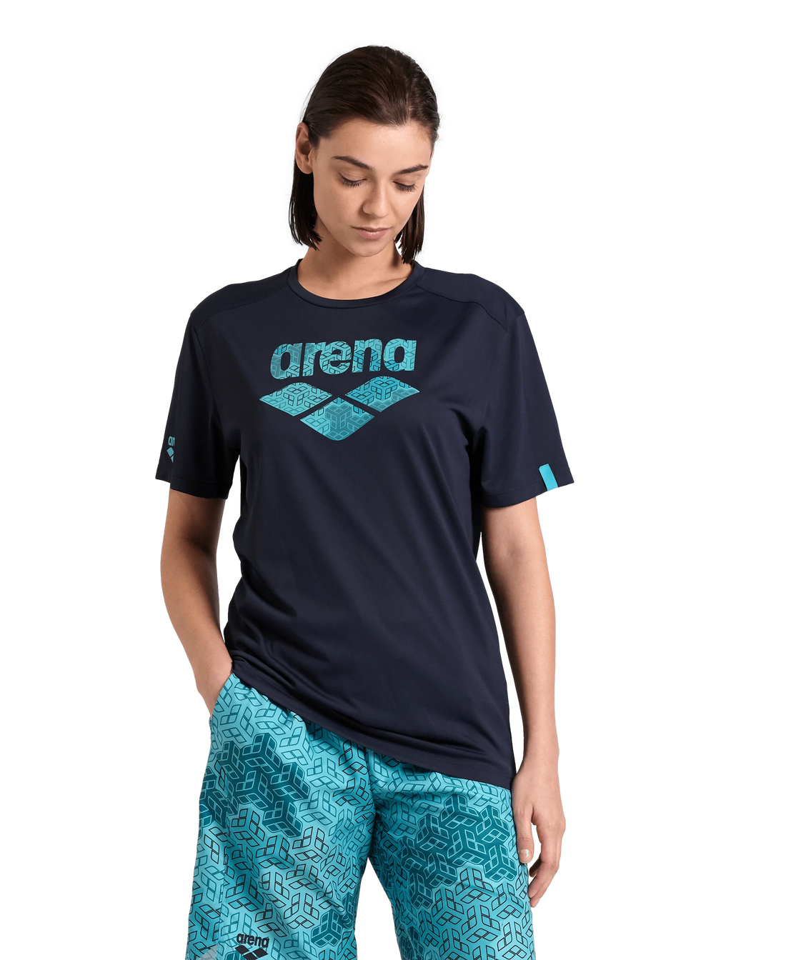 Arena Unisex T-shirt Logo Navy MaxDry Eco Made With 50% Recycled Polyester