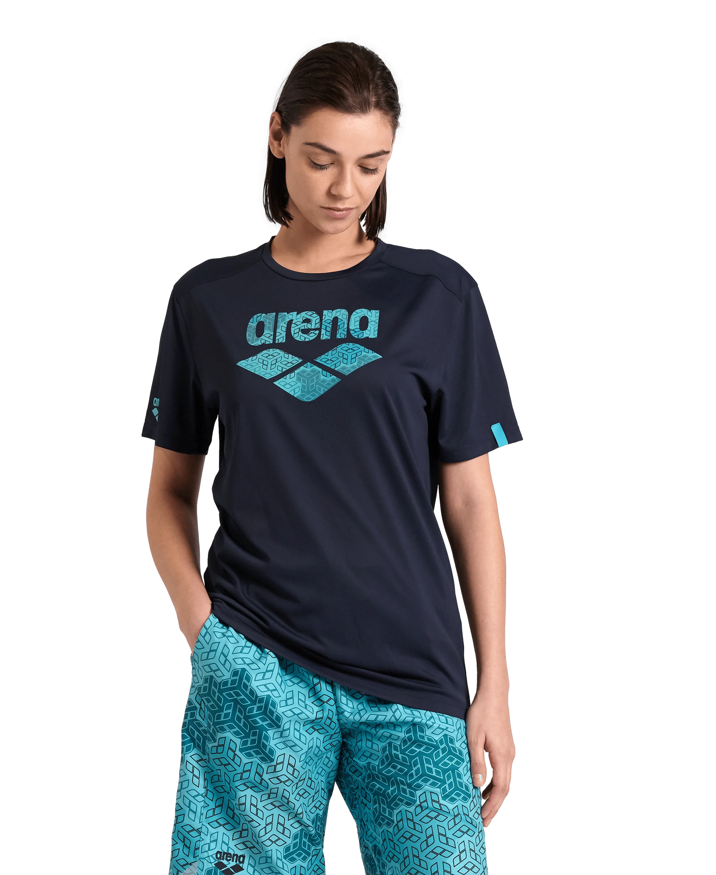 Arena Unisex T-shirt Logo Navy MaxDry Eco Made With 50% Recycled Polyester