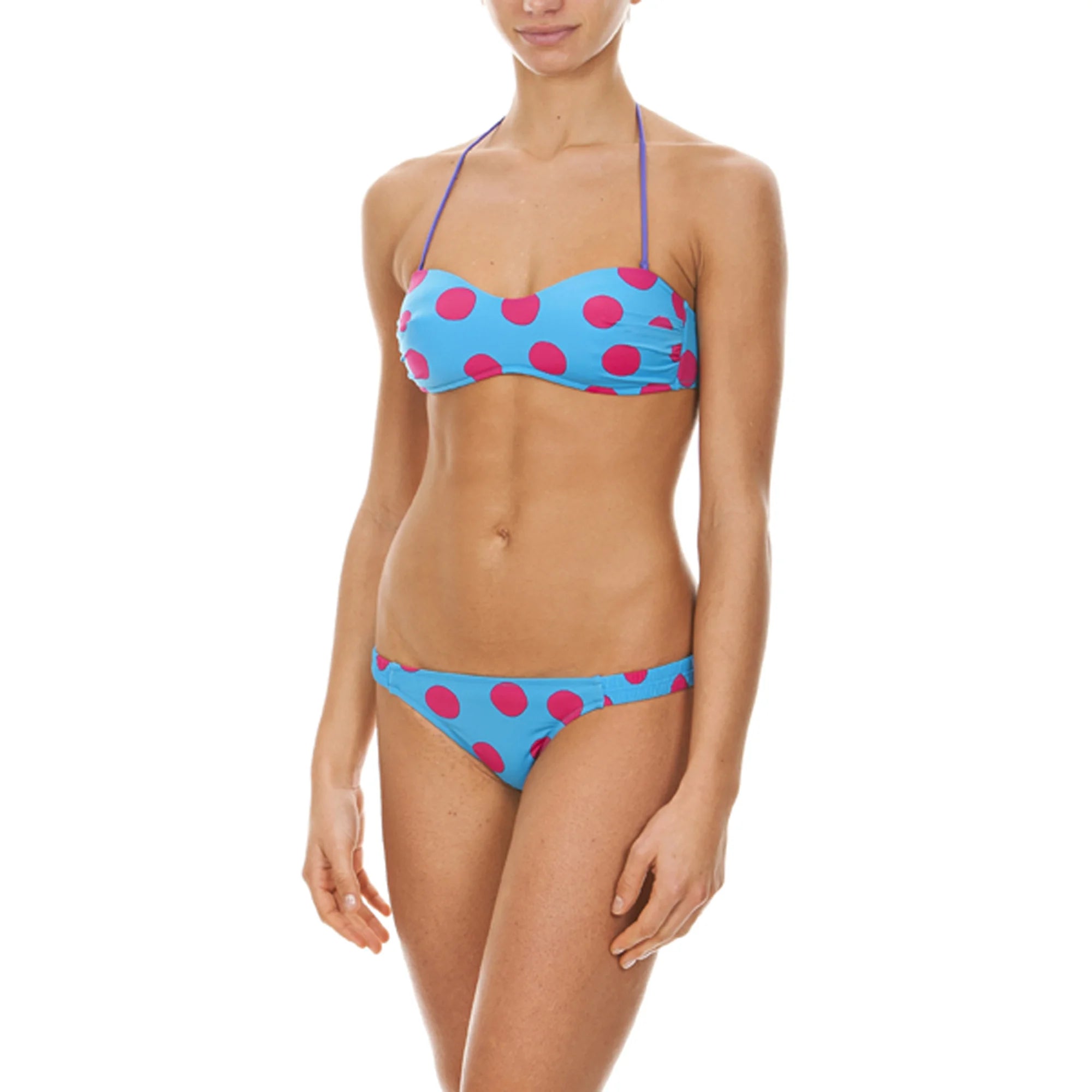 Arena Women Two Piece Beach Swimwear Big Dots Bandeau Turquoise Agata Violet