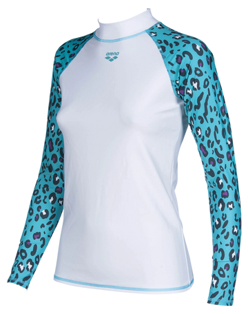 Arena Women Swim Rashguards UV Long Sleeve Allover White Mint