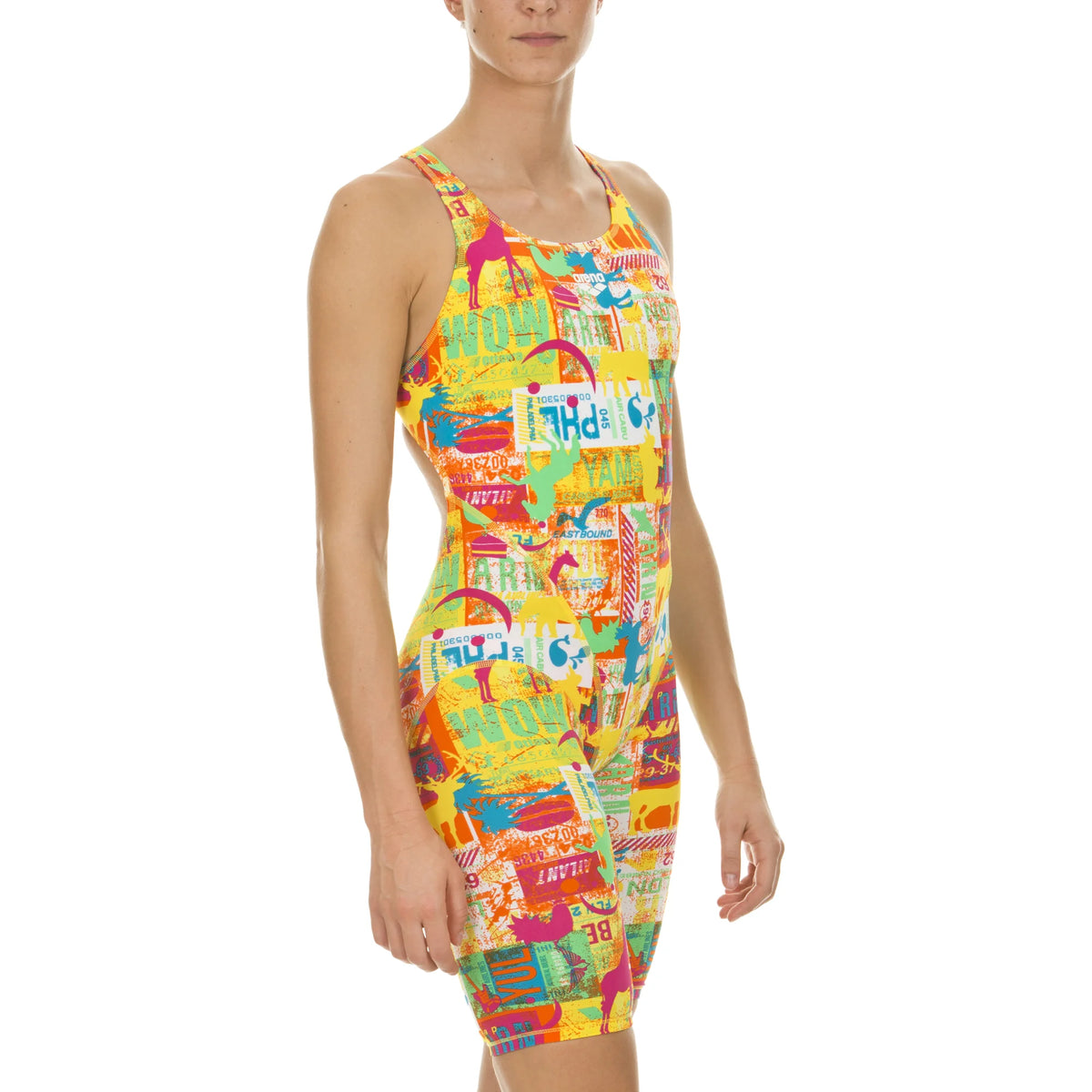 Arena Women Training Swimwear One Piece Full Body Kneesuit Kneesuit Passport Mango Multi