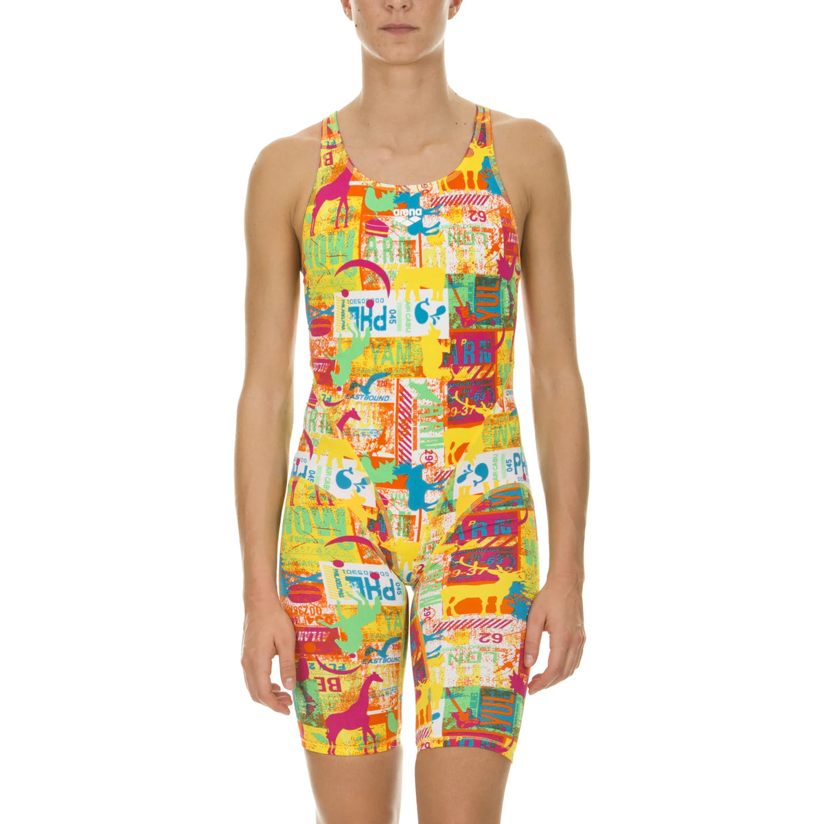 Arena Women Training Swimwear One Piece Full Body Kneesuit Kneesuit Passport Mango Multi