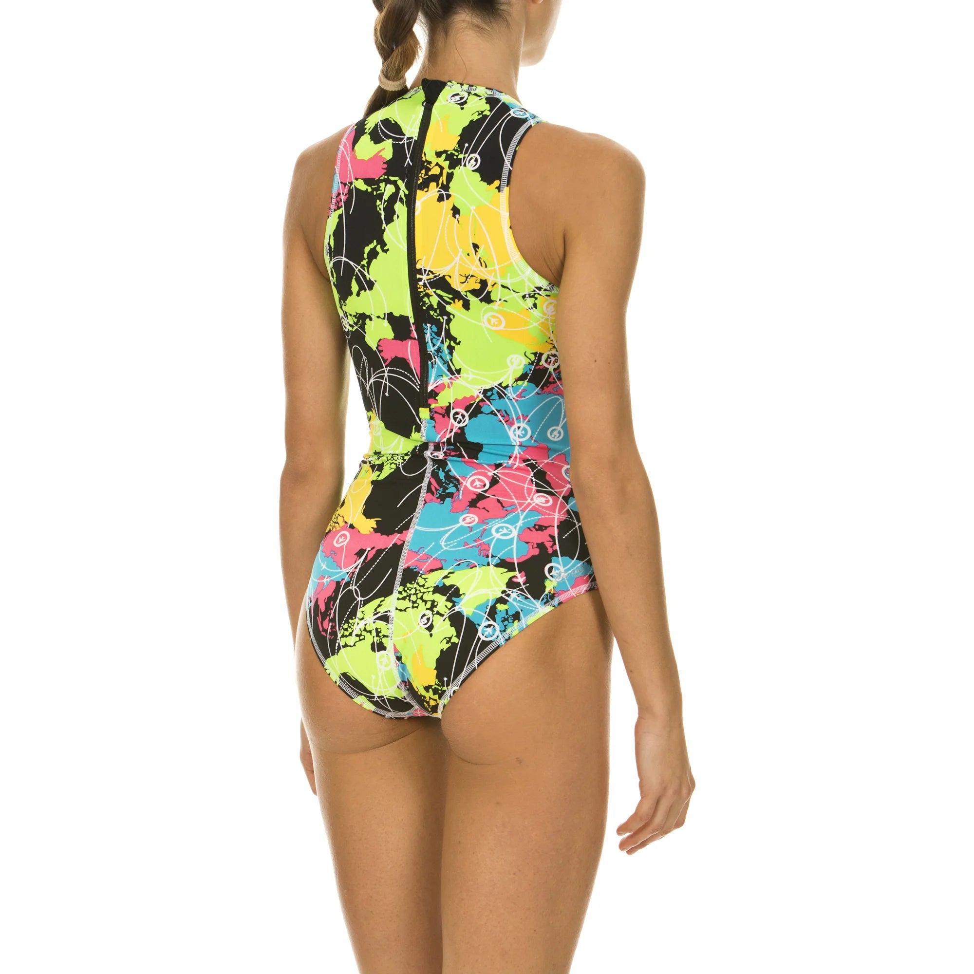 Arena Women Training Swimwear One Piece Routes Black Rose Violet