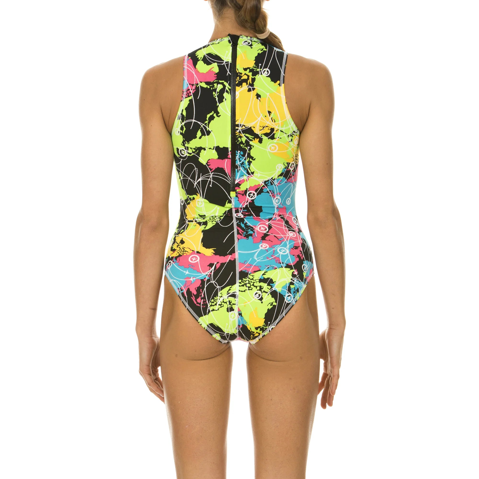 Arena Women Training Swimwear One Piece Routes Black Rose Violet