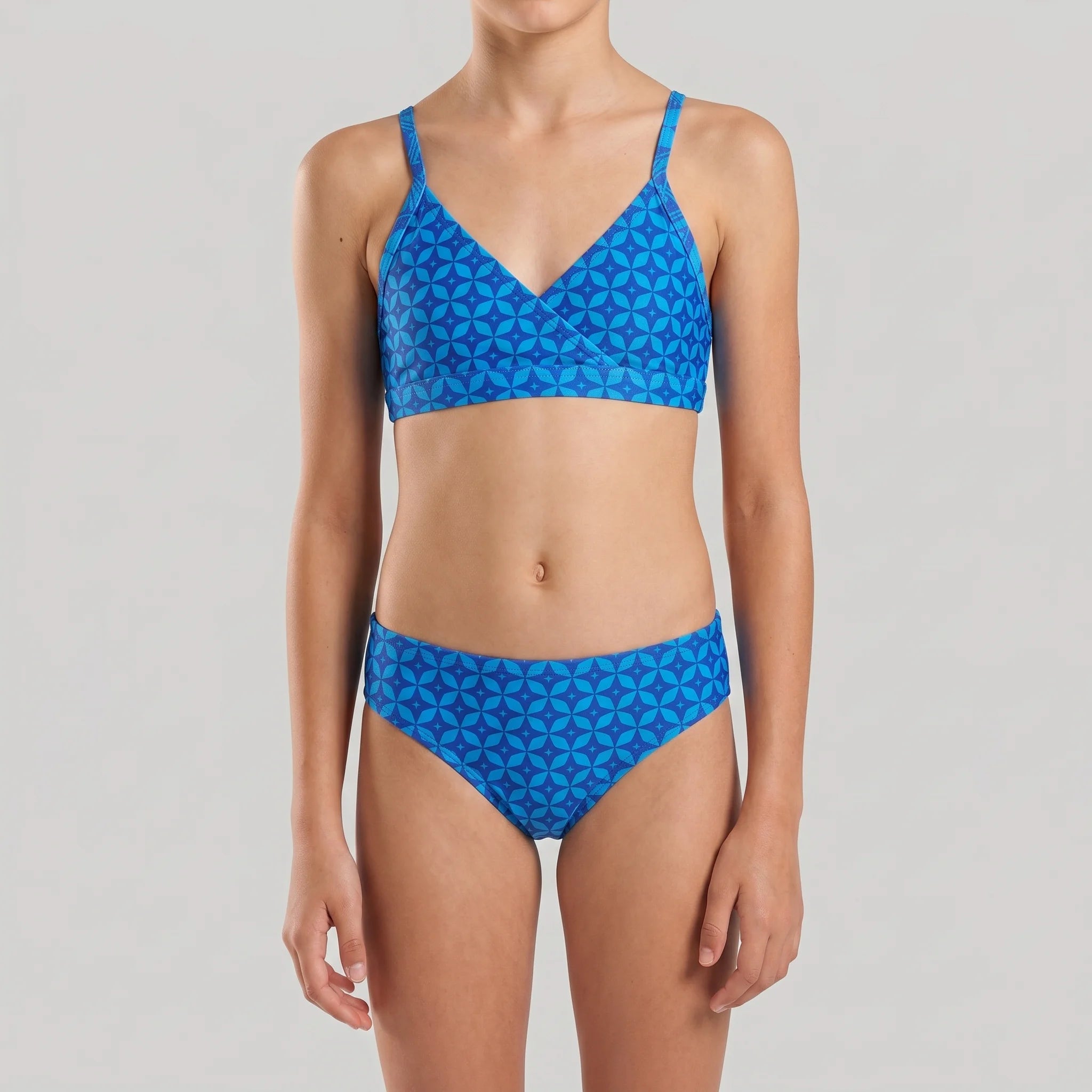 Blu4u Girls Beachwear Two Piece Set Printed Blue Ikat