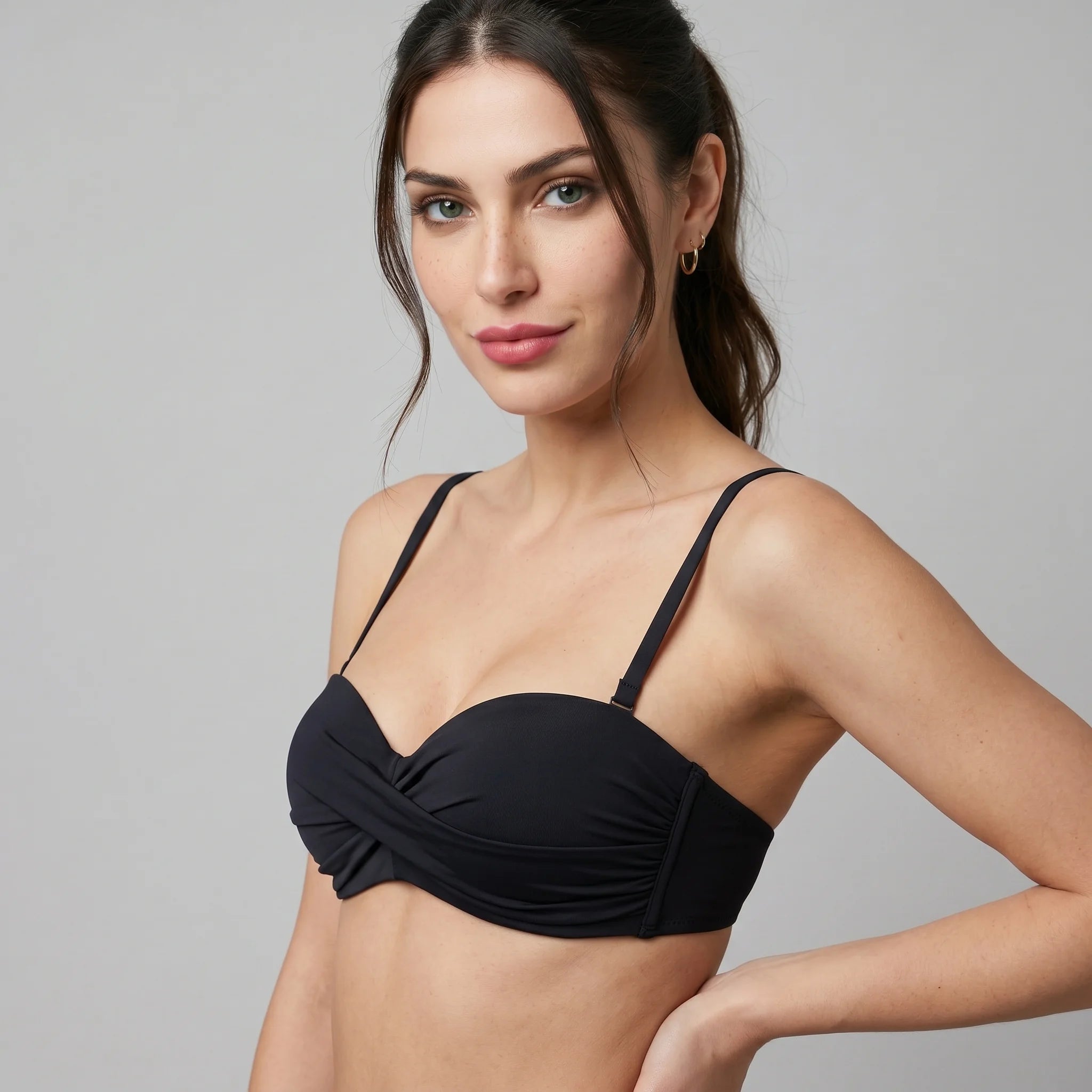 Bluepoint Women Beachwear Solids Underwired Bandeau Bikini Top Swim Bra D Cup