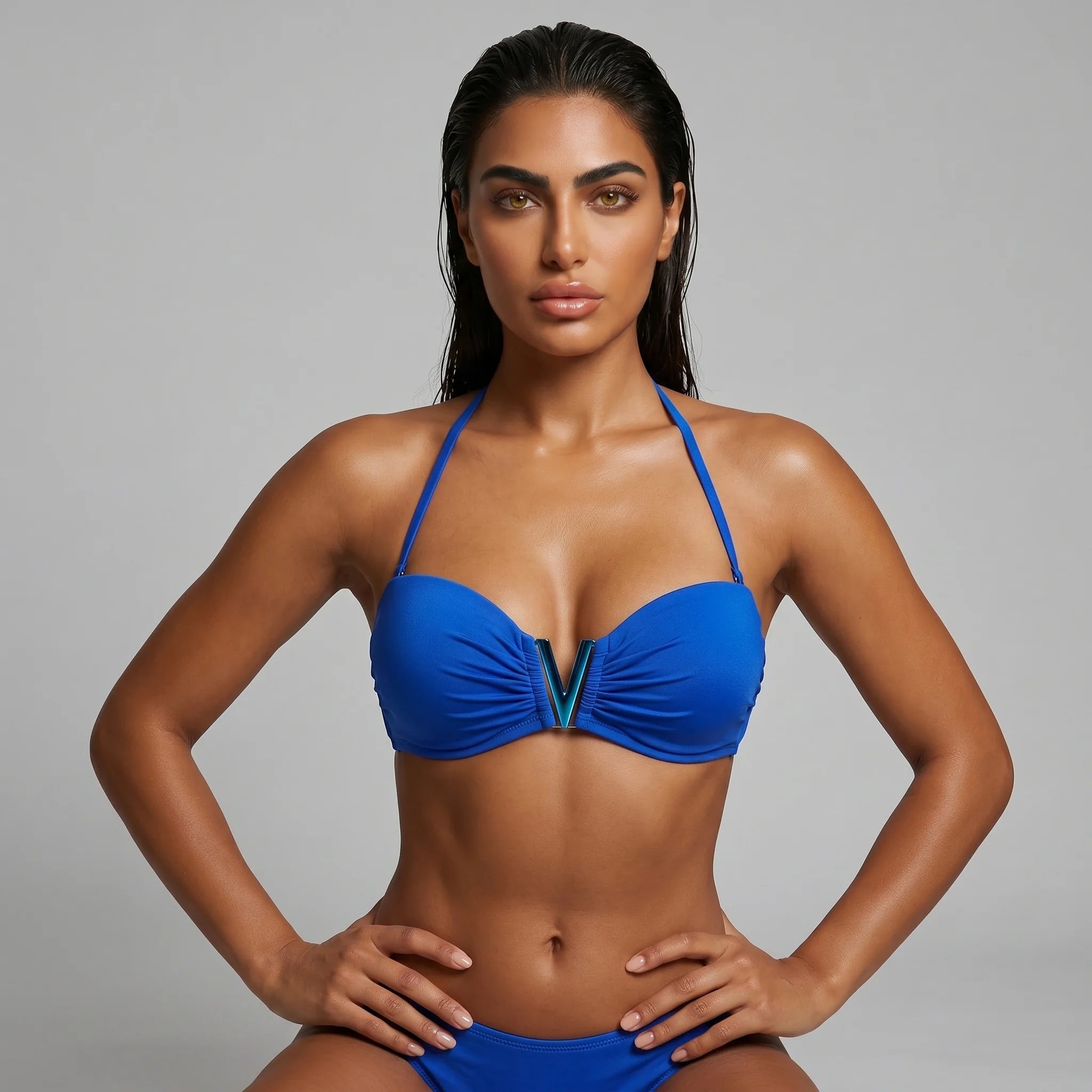 Bluepoint Women Beachwear Solids Strapless V Swim Bra Bikini Top