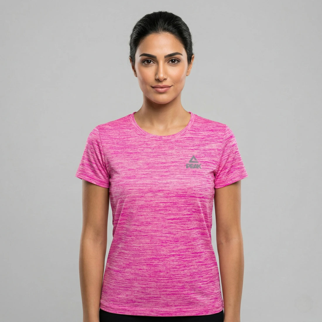 Peak Women Round Neck Heathered Breathable Quick Dry Running T-Shirt With Reflective Logos