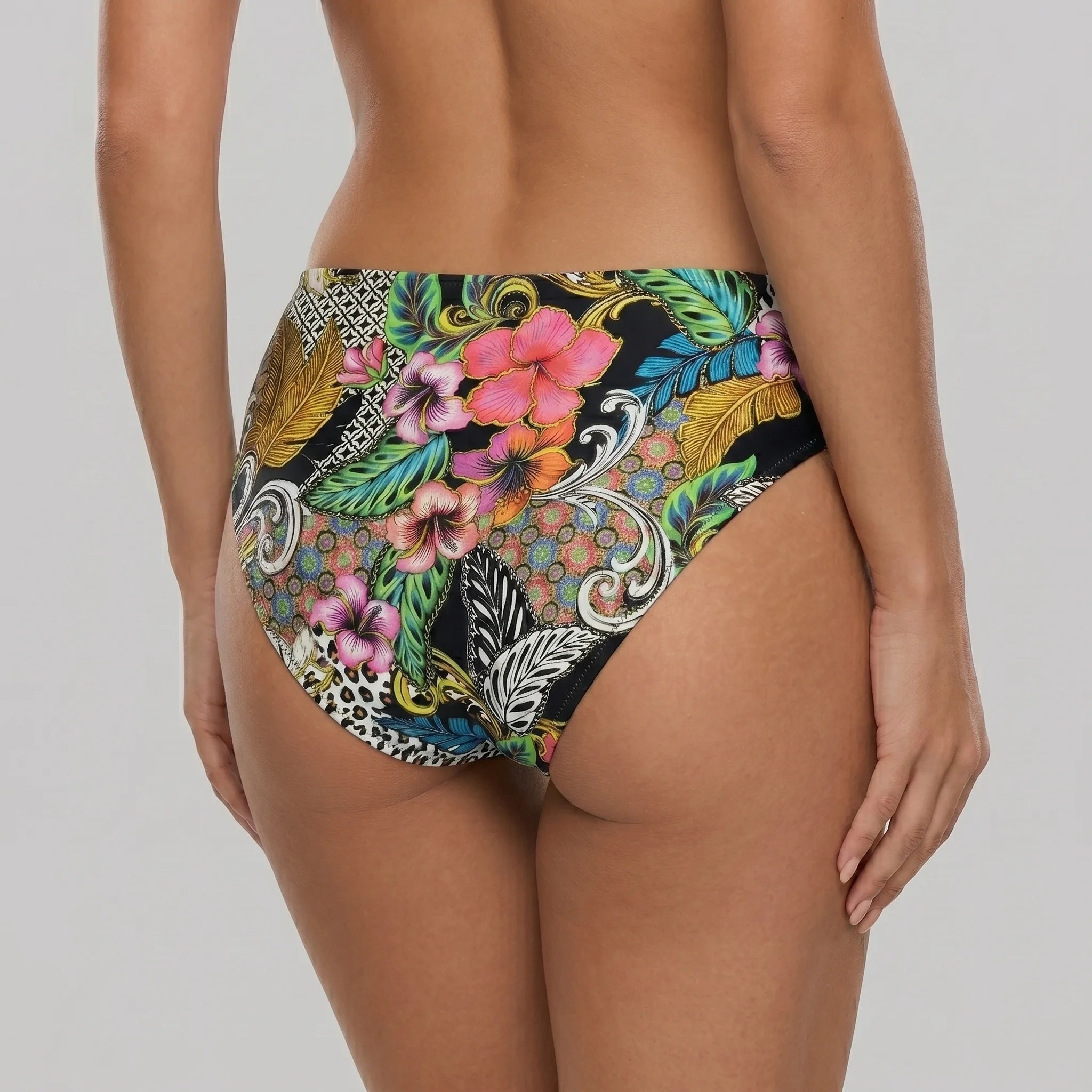 Lucero Women Beachwear Swim Bottoms Bikini Slip Couture The Safari Bloom Carvico Fabric Made In Greece