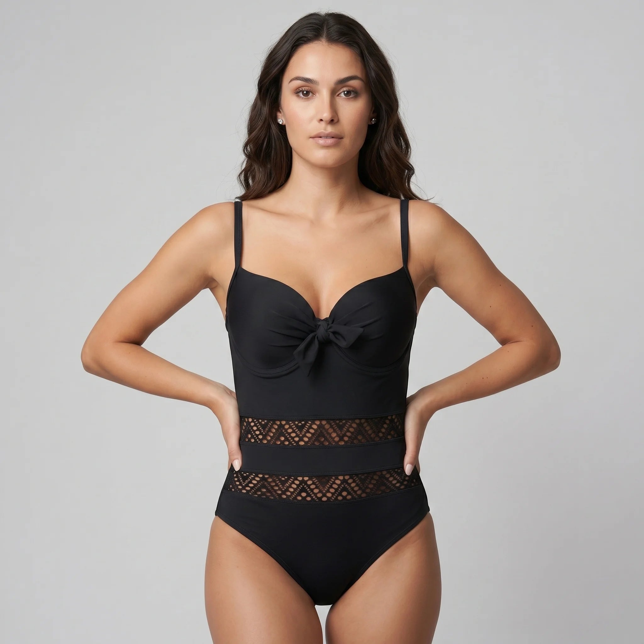 Lucero Women Beachwear One Piece Bikini Couture The Midnight Lattice Carvico Fabric Made In Greece