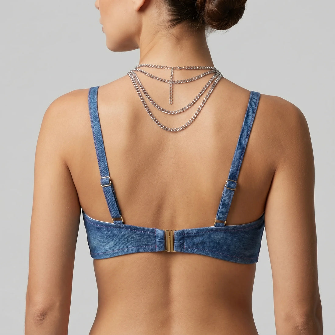 Lucero Women Beachwear Swim Tops Bikini Bra Couture The Denim Drift Carvico Fabric Made In Greece