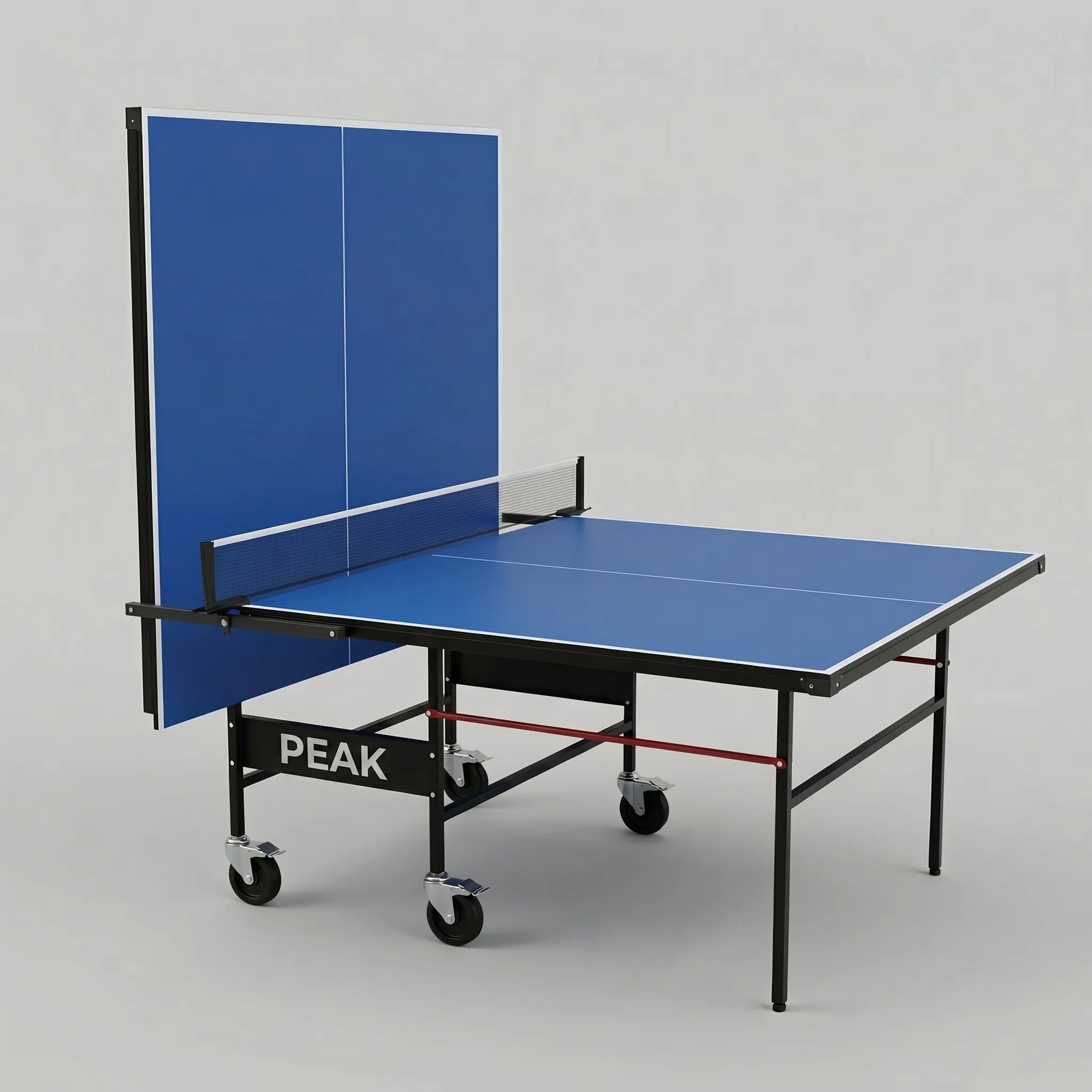 Peak Indoor Table Tennis Ping Pong 12MM Thick Wood With 3 Inches Wheels + FREE Set Of Rackets