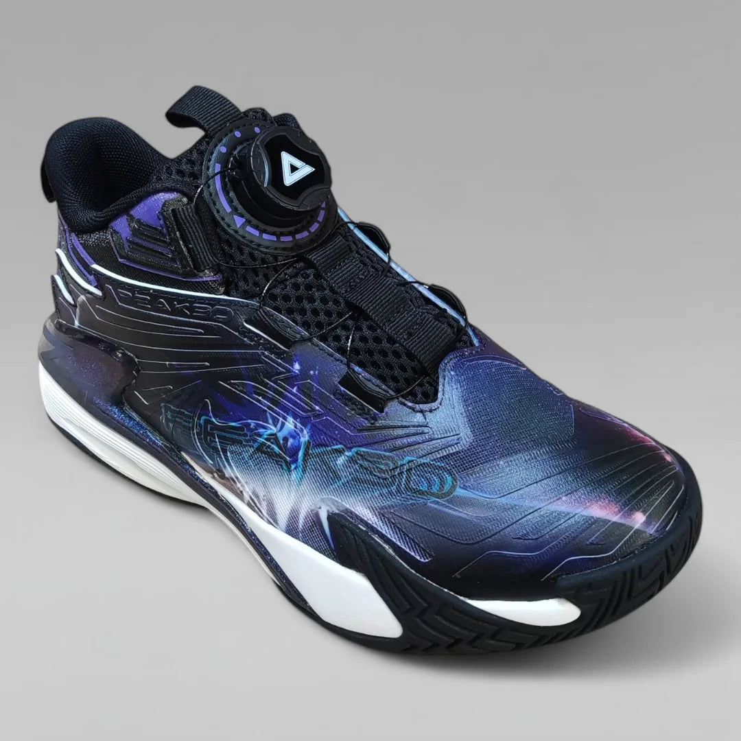 Peak Kids Basketball Shoes 3D Flash 5 Junior P-Motive Fast-Go Boa Fit Bkack Galaxy Edition EKD61030A