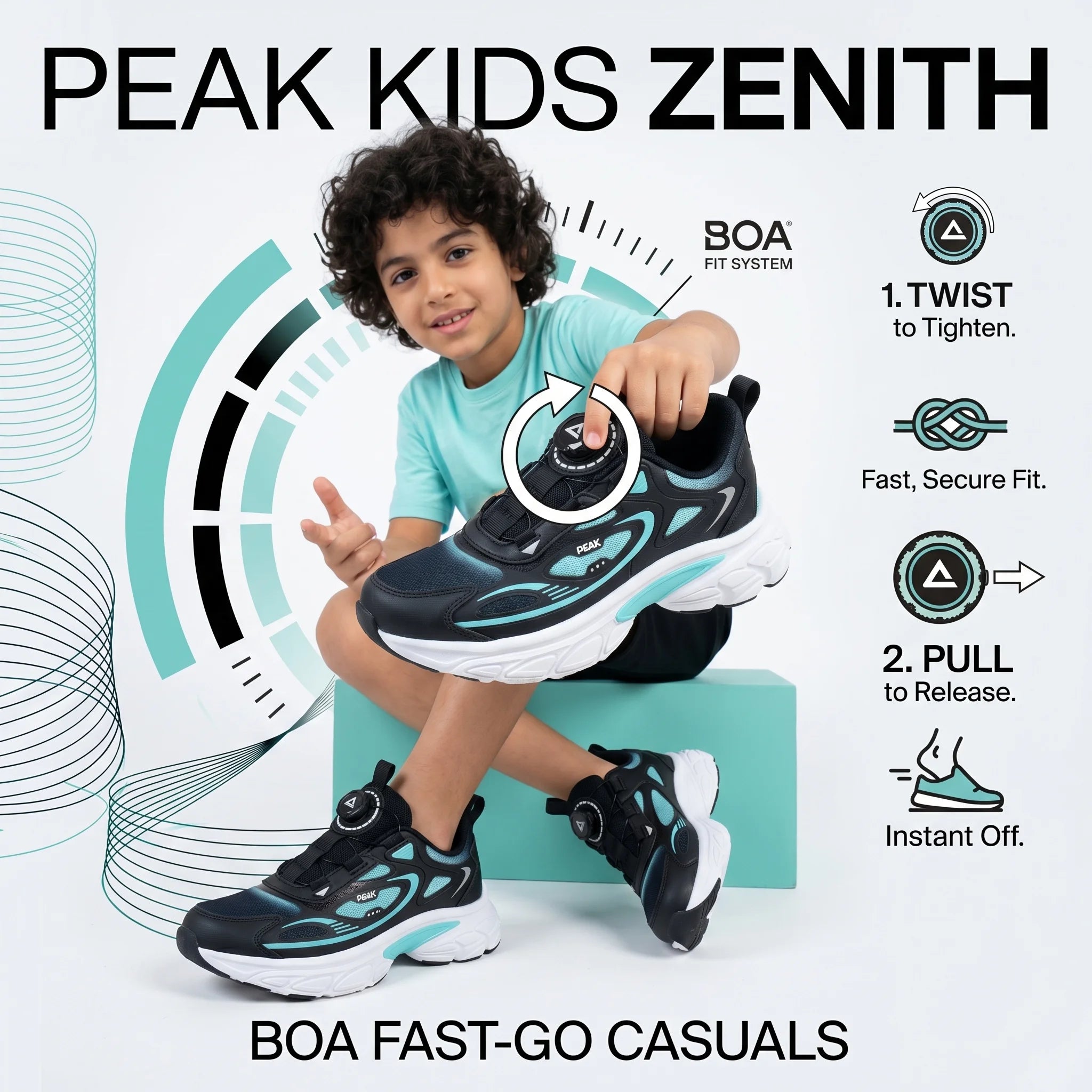 Peak Kids Casual Shoes Zenith Fast-Go Boa Fit EK61520E