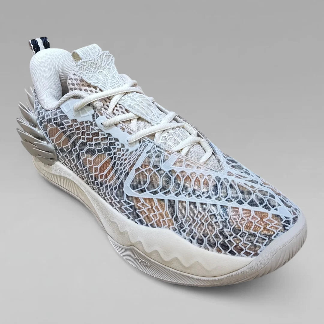 Peak Men Basketball Shoes Taichi P-Soon Big Triangle 4.0 Limited Edition 3D Printed Dragon Scale Deinagkistrodon Acutus Melange Grey Brown ET53133A
