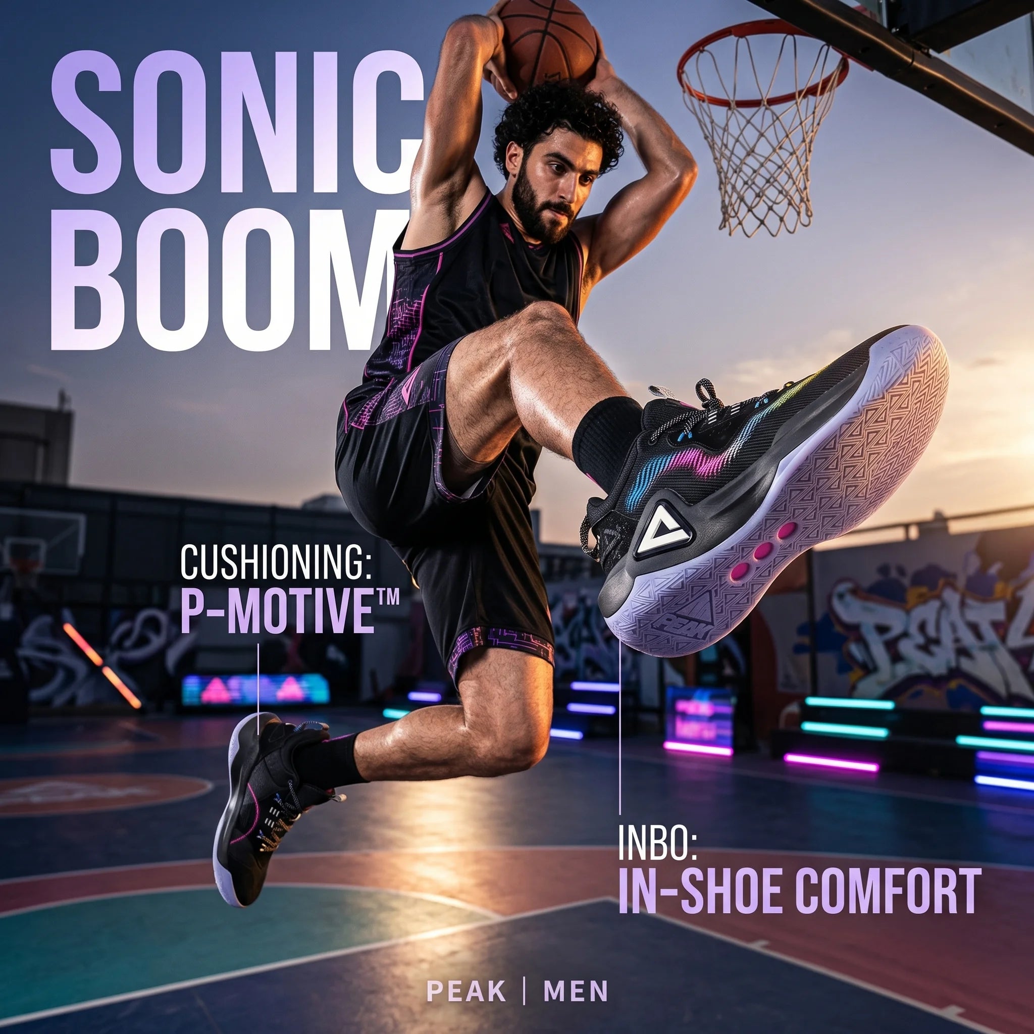Peak Men Sonic Boom 1.5 Inbo P-Motive Basketball Shoes Black