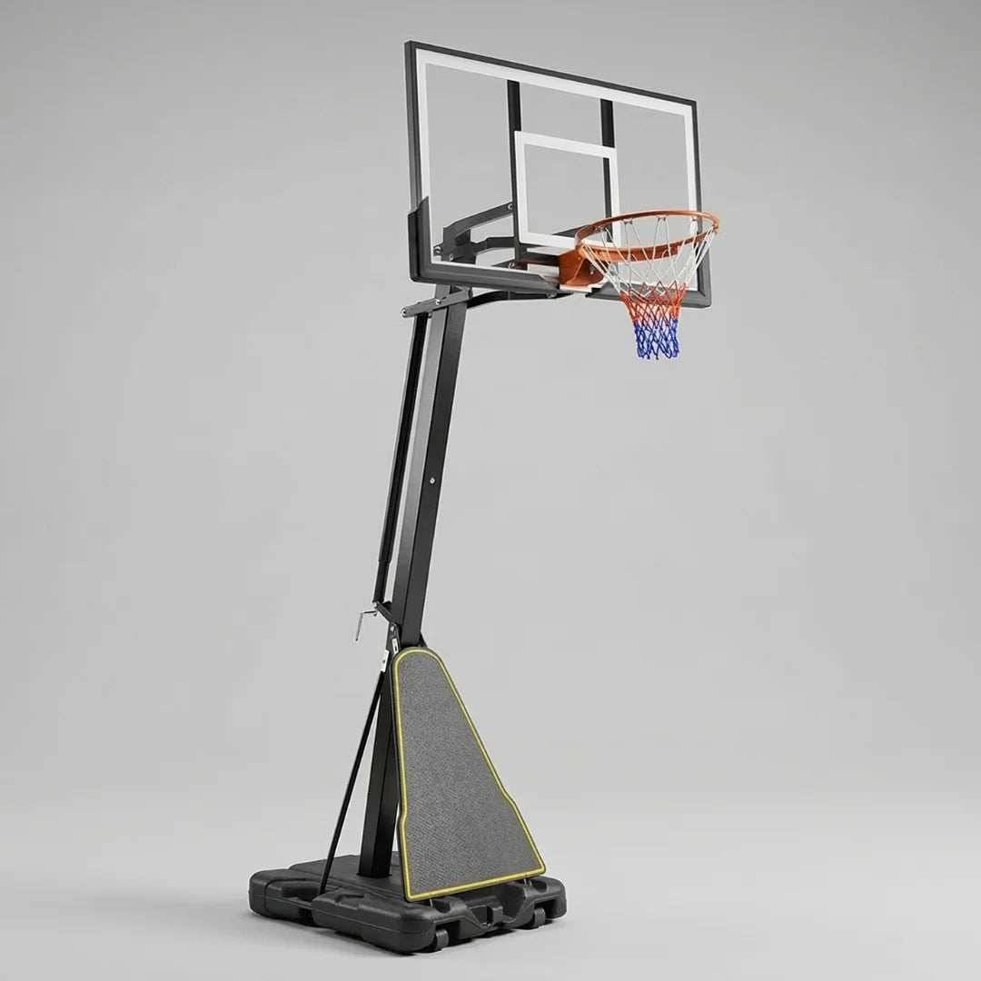 SBA Adjustable Basketball Hoop With Crank Mechanism Tempered Glass Board Size : 136x80cm Height: 2.3-3.05m