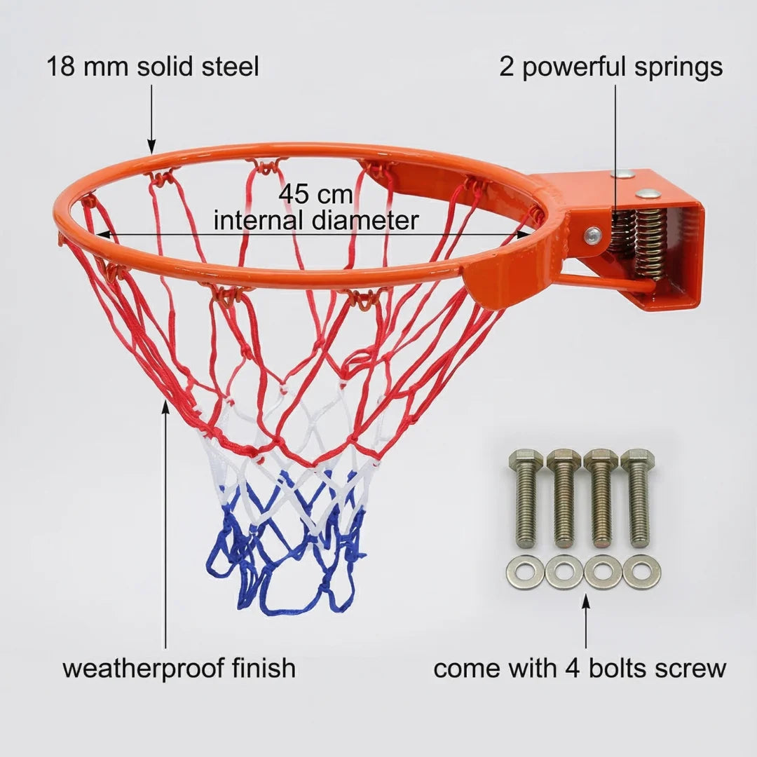 SBA Heavy Duty Basketball Rim With 2 Springs Official Size: 45cm
