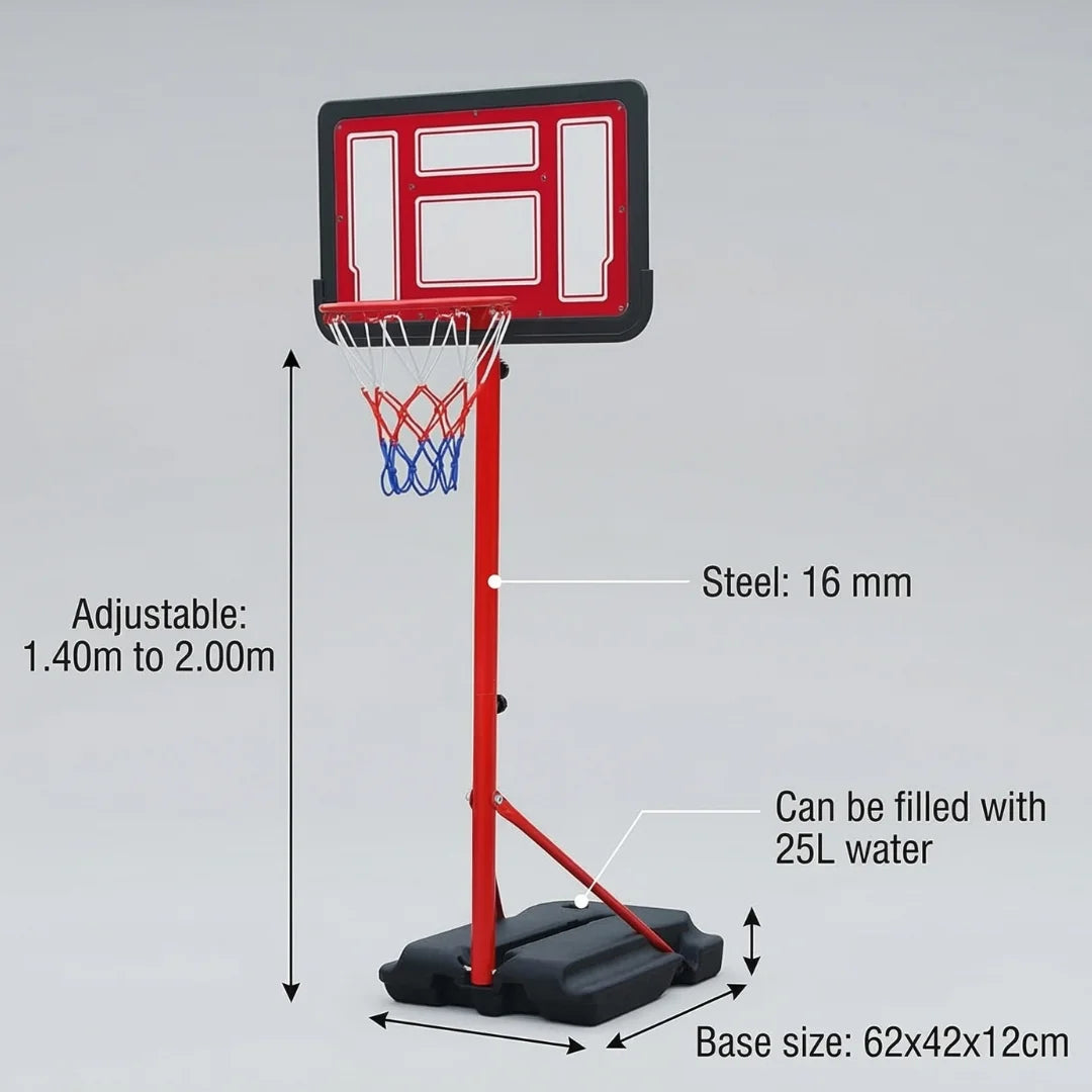 SBA Kids Mini Basketball Adjustable Hoop Board Size: 60x40cm Height: 1.4-2m