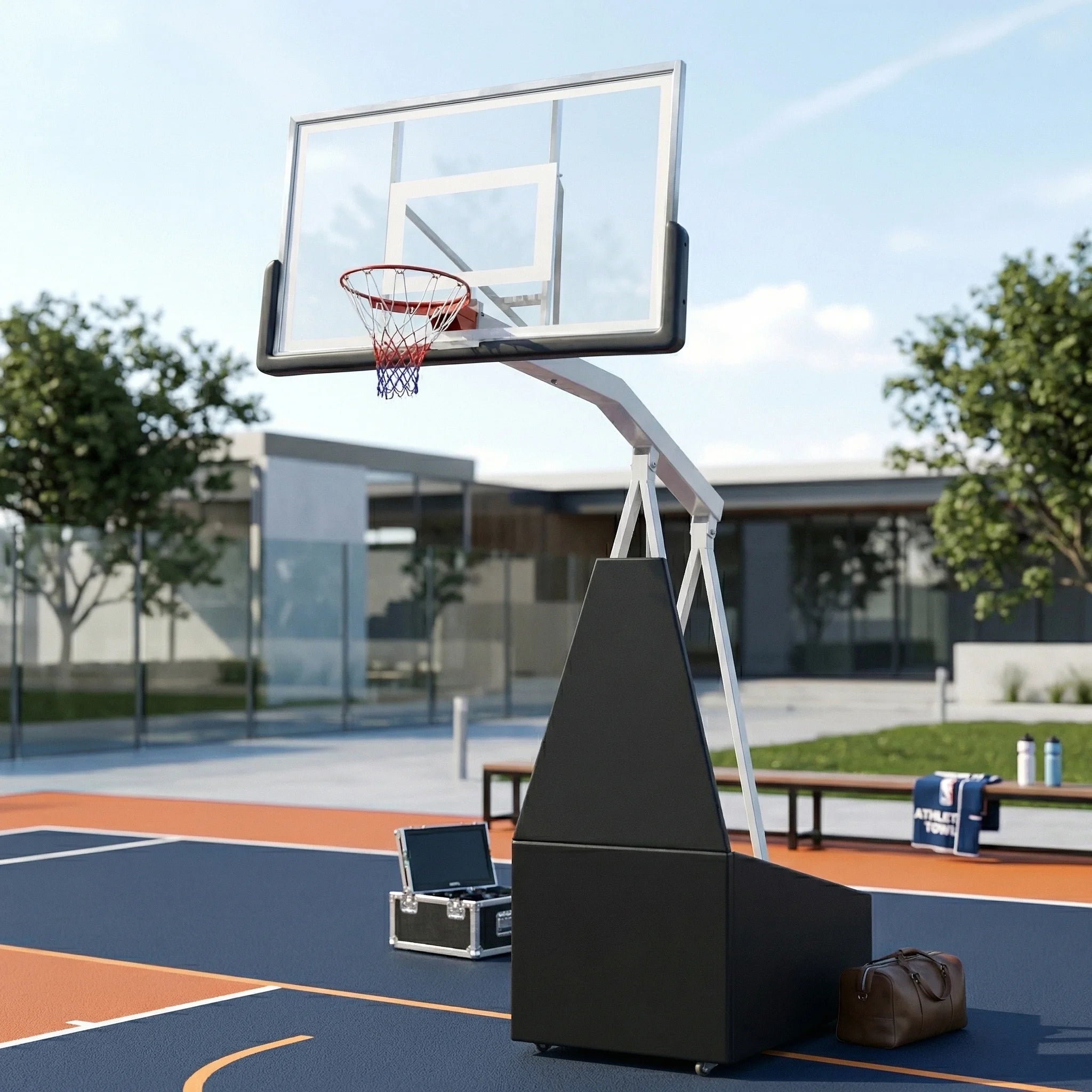 SBA Professional Basketball Hoop Adjustable Foldable Mouvable Board Size: 180x105cm Height: 2.6-3.05m