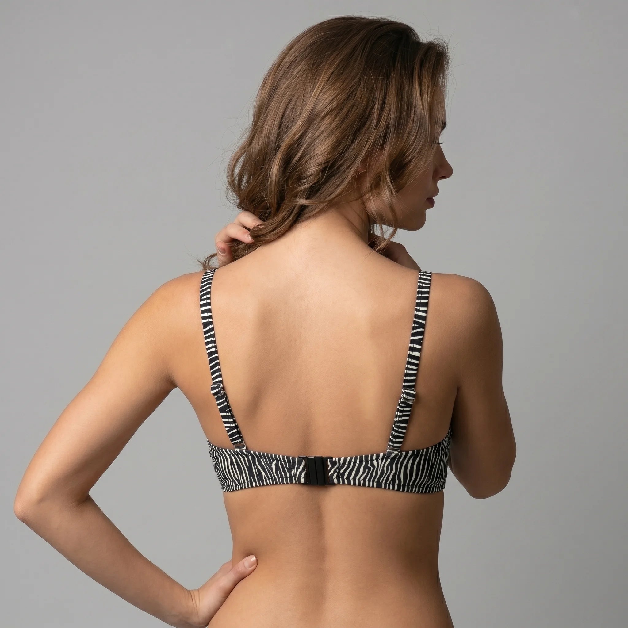 Lucero Women Beach Couture The Zebra Ripple Swim Bra Swimwear Carvico Fabric Made In Greece