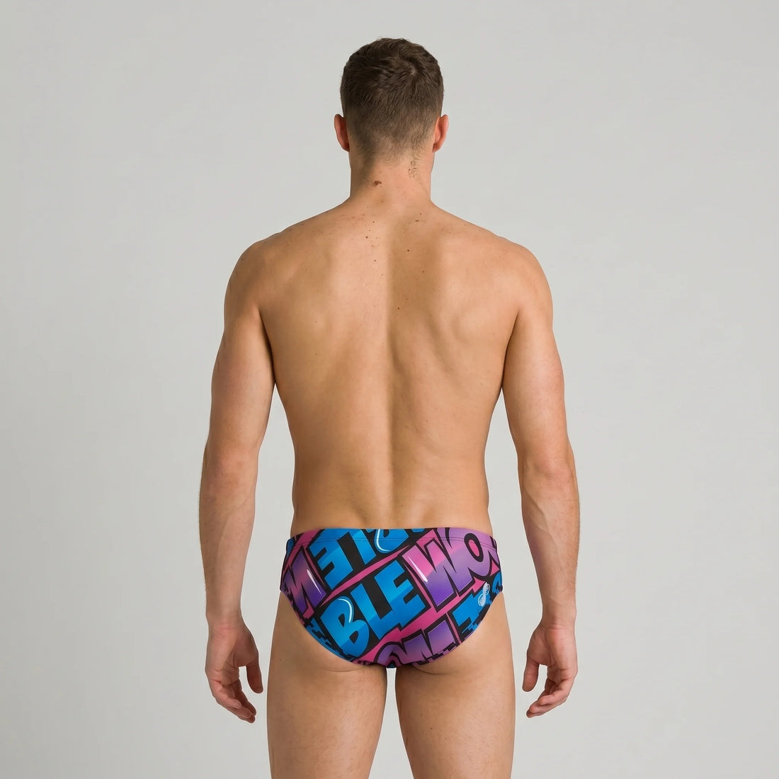 Arena Men Training Swimwear Brief Unbelievable Black Multi Length 5.5cm Last Piece