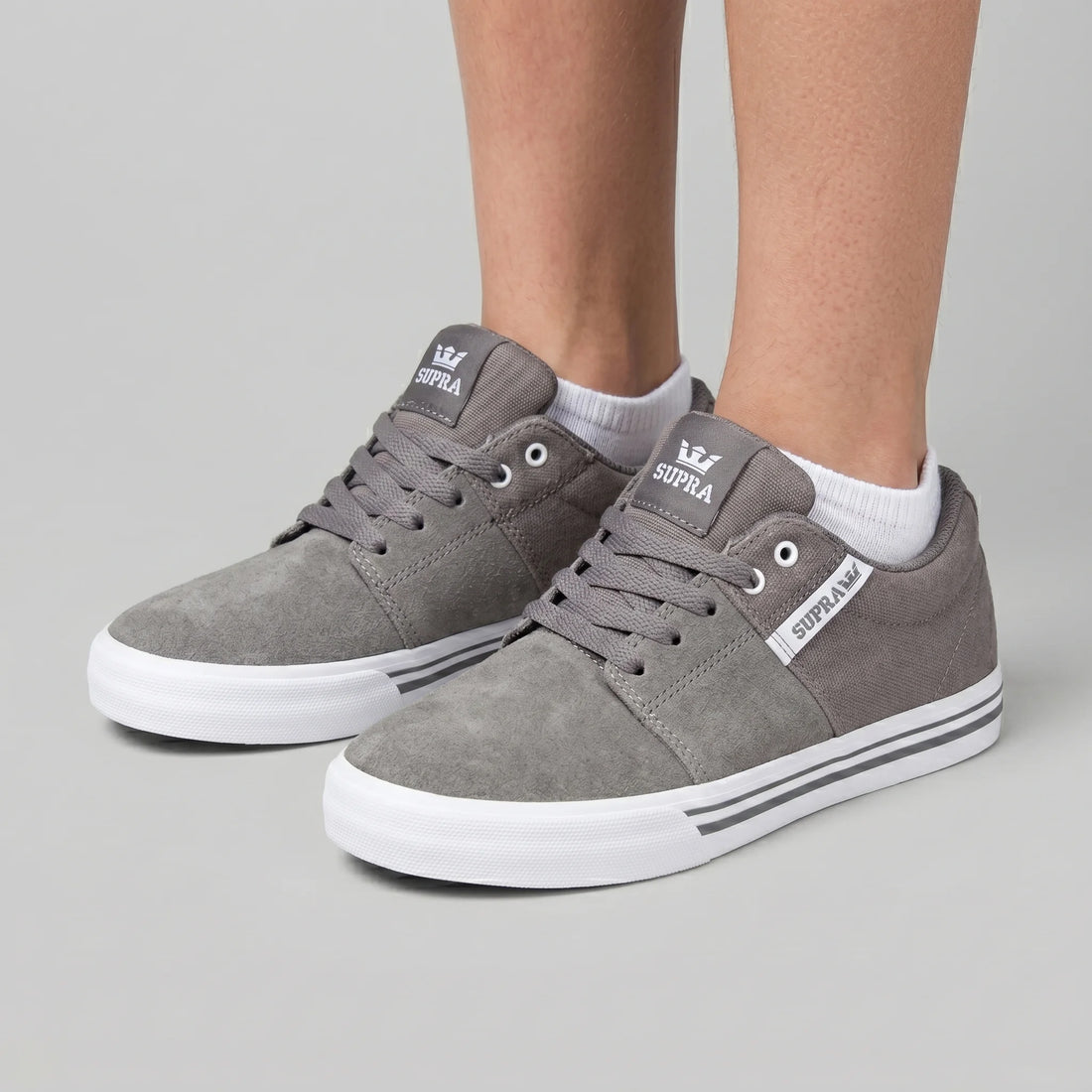 Supra Unisex Kids Women Casual Shoes Stacks Vulc II Grey White
