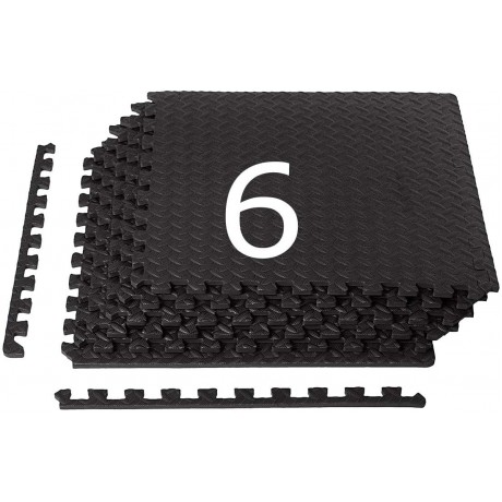Body Fit Puzzle Mat Set of 6pcs Black 60x60x1.25cm