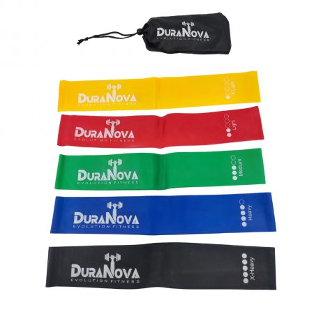 Duranova Mini Resistance Loop Bands For Legs And Butt Pack Of 5 With Carry Bag